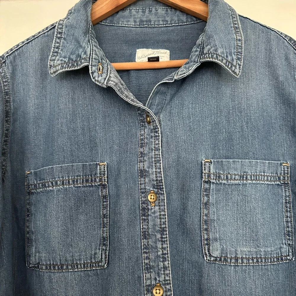 Universal Thread Blue Denim Shirt - Picture 7 of 9